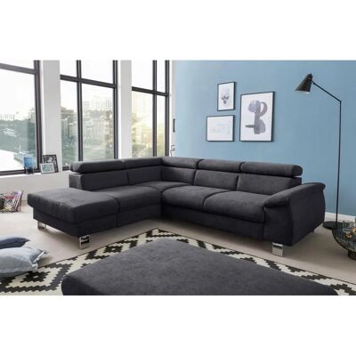 COTTA Komaris L-Form Sofa - Microfaser, Grau, Ottomane links - Sofa COTTA Komaris L-Form Sofa - Microfaser, Grau, Ottomane links - Sofa
