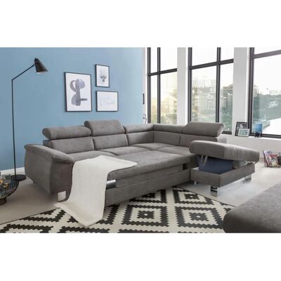 COTTA Komaris Sofa - 249cm, Grau, Rechte Ottomane, Stauraum, Handgefertigt COTTA Komaris Sofa - 249cm, Grau, Rechte Ottomane, Stauraum, Handgefertigt