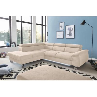 COTTA Komaris L-Form Mikrofaser Sofa - 4 Sitze, Beige, Linke Ottomane COTTA Komaris L-Form Mikrofaser Sofa - 4 Sitze, Beige, Linke Ottomane
