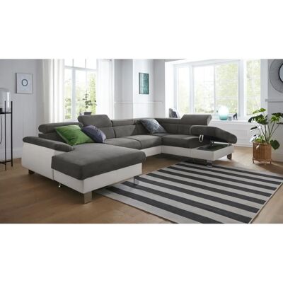 COTTA Komaris U-Form Sofa - U-Form, Weiß/Stone, mit Schlaffunktion COTTA Komaris U-Form Sofa - U-Form, Weiß/Stone, mit Schlaffunktion