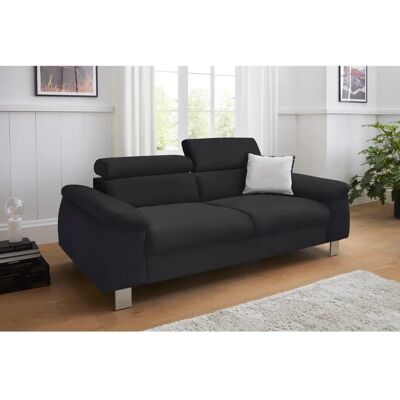 COTTA Komaris 3-Sitzer Sofa - Modern Schwarz Mikrofaser & Kunstleder COTTA Komaris 3-Sitzer Sofa - Modern Schwarz Mikrofaser & Kunstleder