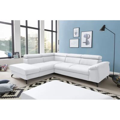 COTTA Komaris L-Form Sofa - Weiß Kunstleder, Linke Ottomane, Bettfunktion COTTA Komaris L-Form Sofa - Weiß Kunstleder, Linke Ottomane, Bettfunktion