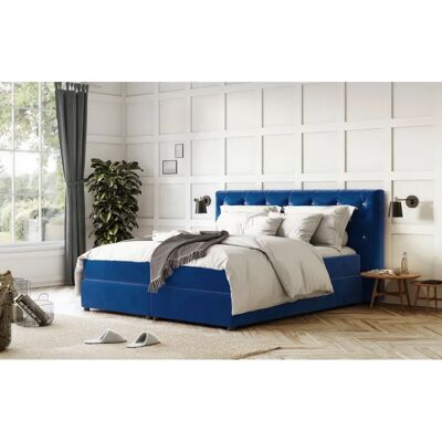COTTA Castle Navy Blau Velours Boxspringbett - Komplettset COTTA Castle Navy Blau Velours Boxspringbett - Komplettset