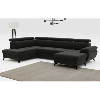 COTTA Hudson U-Form Schwarz Sofa - U-Form, Verstellbare Kopfstützen, Stauraum COTTA Hudson U-Form Schwarz Sofa - U-Form, Verstellbare Kopfstützen, Stauraum
