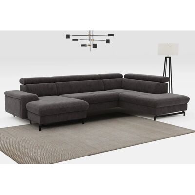 COTTA Emma U-Form - U-Form Couch, braun, verstellbare Kopfstützen - Sofa COTTA Emma U-Form - U-Form Couch, braun, verstellbare Kopfstützen - Sofa