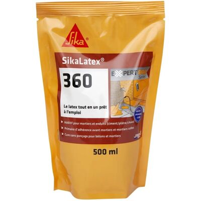 Resine latex de reprise de bétonnage SikaLatex 360 - 500ml - Blanc - Publicité Resine latex de reprise de bétonnage SikaLatex 360 - 500ml - Blanc - Publicité