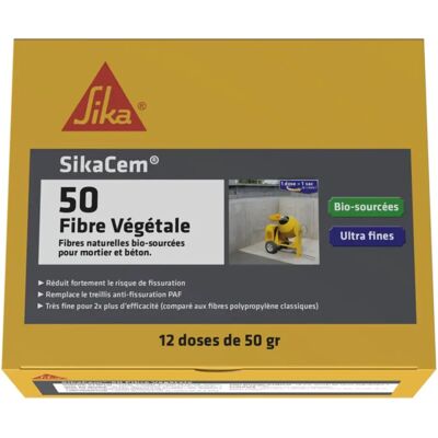 SikaCem-50 Fibre végétale - Béton et Mortier - 12 x 50g - Blanc - Publicité SikaCem-50 Fibre végétale - Béton et Mortier - 12 x 50g - Blanc - Publicité