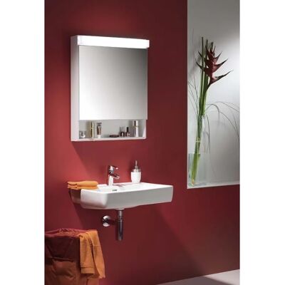 W. Schneider GmbH LOWLine Gabinete de Espejo LED - 1 Puerta, 60cm, Bisagras Ajustables, Estante Abierta, 595x120x751mm W. Schneider GmbH LOWLine Gabinete de Espejo LED - 1 Puerta, 60cm, Bisagras Ajustables, Estante Abierta, 595x120x751mm