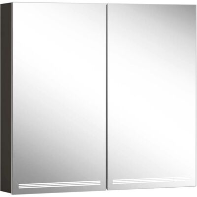 Armario con espejo iluminado por LED Schneider negro mate - Almacenamiento para baño Armario con espejo iluminado por LED Schneider negro mate - Almacenamiento para baño