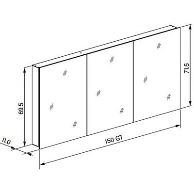 W. Schneider GmbH ADVANCED Line Comfort Specchio con LED - 3 Ante, 151.5x71.5x12cm W. Schneider GmbH ADVANCED Line Comfort Specchio con LED - 3 Ante, 151.5x71.5x12cm