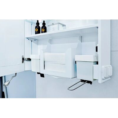 Armario de espejo blanco de aluminio Schneider con 2 enchufes - 595x680mm - IP24 - Montaje en pared Armario de espejo blanco de aluminio Schneider con 2 enchufes - 595x680mm - IP24 - Montaje en pared