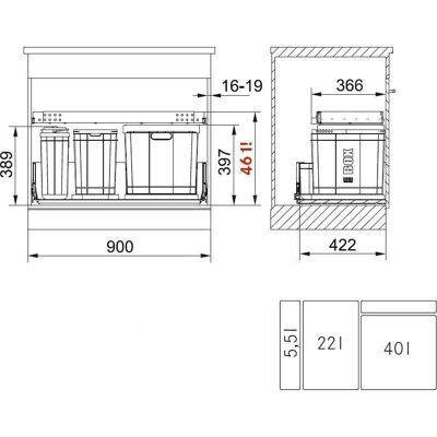 Franke Serie 350 Composta 90 - Abfalleimer Franke Serie 350 Composta 90 - Abfalleimer