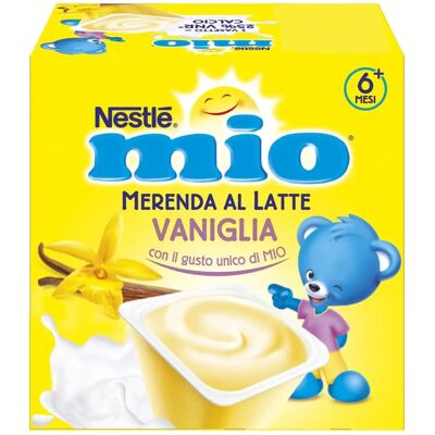 Merenda al Latte alla Vaniglia Nestlè Mio - Alimenti per bambini - 4x100g Merenda al Latte alla Vaniglia Nestlè Mio - Alimenti per bambini - 4x100g