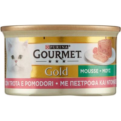 Confezione di cibo umido Purina Gourmet Gold Mousse con Trota e Pomodori - Cibo per Gatti Confezione di cibo umido Purina Gourmet Gold Mousse con Trota e Pomodori - Cibo per Gatti