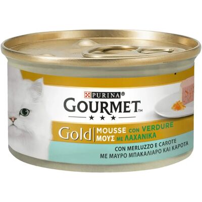 Purina Gourmet Gold Mousse con Merluzzo e Carote - Cibo umido per gatti Purina Gourmet Gold Mousse con Merluzzo e Carote - Cibo umido per gatti