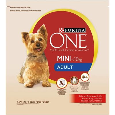Purina One Mini Nourriture pour Chiens Adultes Bœuf & Riz - Publicité Purina One Mini Nourriture pour Chiens Adultes Bœuf & Riz - Publicité