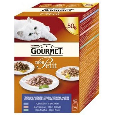 Comida para gatos Purina Mon Petit Salmón Atún Trucha - Humedo 6x50g Comida para gatos Purina Mon Petit Salmón Atún Trucha - Humedo 6x50g