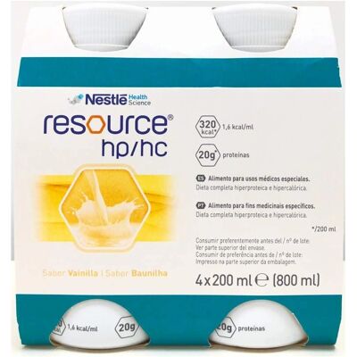 Resource HP/HC Vainilla - Suplemento Alimenticio 4x200mL Resource HP/HC Vainilla - Suplemento Alimenticio 4x200mL