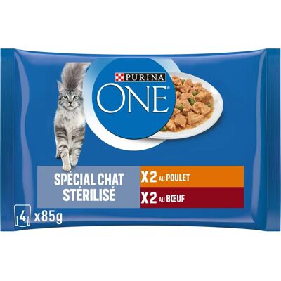 Purina One Natvoer voor Gesteriliseerde Katten - Zalm & Kalkoen - 4x85g Purina One Natvoer voor Gesteriliseerde Katten - Zalm & Kalkoen - 4x85g