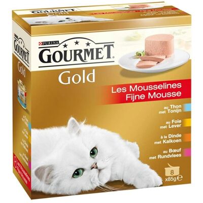 Gourmet Gold Mousse Tonijn Lever Kalkoen Rund 8x85g Kattenvoer Gourmet Gold Mousse Tonijn Lever Kalkoen Rund 8x85g Kattenvoer
