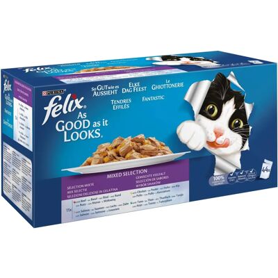Confezione di Cibo per Gatti FELIX - Varietà di Gusti - 44x85g Confezione di Cibo per Gatti FELIX - Varietà di Gusti - 44x85g