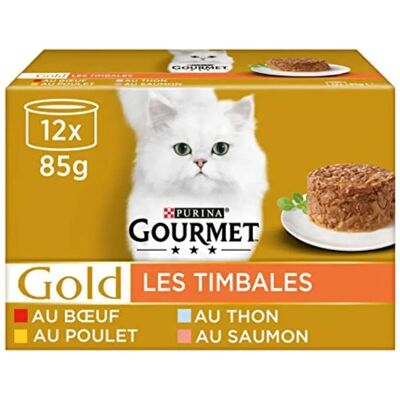 Gourmet Gold Timbales - Poulet, Saumon, Thon, Bœuf - Nourriture pour chat Gourmet Gold Timbales - Poulet, Saumon, Thon, Bœuf - Nourriture pour chat