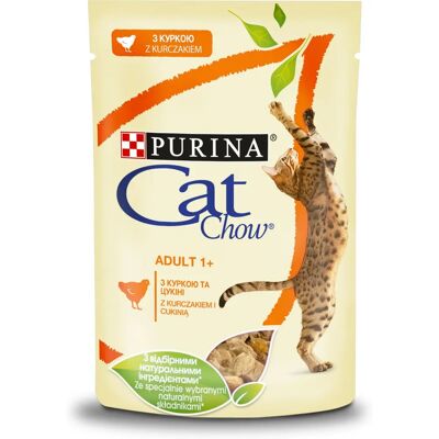 Purina Cat Chow Dorośli Kurczak Cukinia Żel 85g - Mokra karma dla kotów Purina Cat Chow Dorośli Kurczak Cukinia Żel 85g - Mokra karma dla kotów