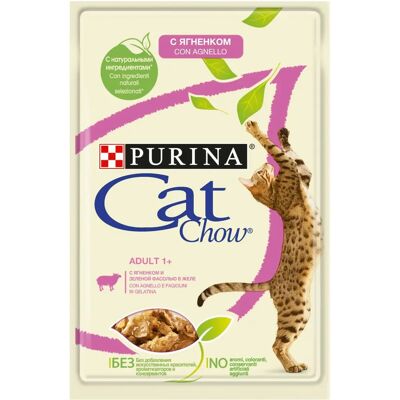 Purina Cat Chow Lampaanliha, Vihreät pavut - Kissan märkäruoka - 10x85 g Purina Cat Chow Lampaanliha, Vihreät pavut - Kissan märkäruoka - 10x85 g