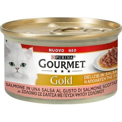 Purina Conserve Gatto Gourmet Gold Delizie In Salsa Al Salmone 85g - Cibo umido per gatti Purina Conserve Gatto Gourmet Gold Delizie In Salsa Al Salmone 85g - Cibo umido per gatti