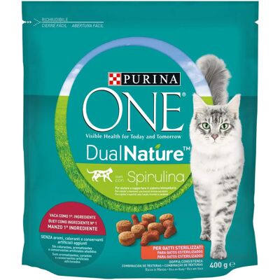 Cibo per gatti Purina One DualNature - Manzo e Spirulina, 400g Cibo per gatti Purina One DualNature - Manzo e Spirulina, 400g