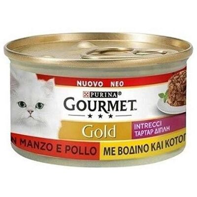Confezione da 85g di Gourmet Gold Cat Gusto Intrecci Pollo e Manzo Confezione da 85g di Gourmet Gold Cat Gusto Intrecci Pollo e Manzo