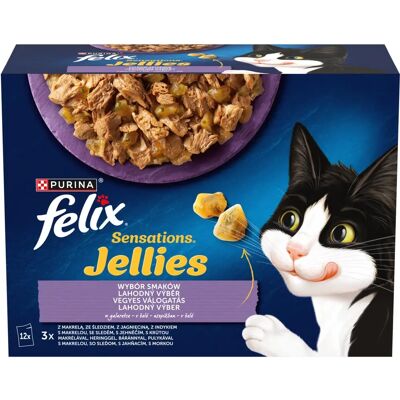 Mieszanka Felix Sensations z indykiem, makreli, jagnięciną, śledziem - Mokra karma dla kota - 12X85 g Mieszanka Felix Sensations z indykiem, makreli, jagnięciną, śledziem - Mokra karma dla kota - 12X85 g