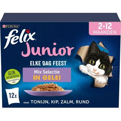 Felix Junior Mix in Gelei - Kattenvoer 12x85g Felix Junior Mix in Gelei - Kattenvoer 12x85g