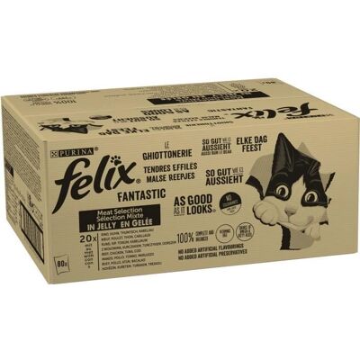 Felix Multipack Cibo per Gatti - Manzo, Pollo, Tonno, Merluzzo - 80x85g Felix Multipack Cibo per Gatti - Manzo, Pollo, Tonno, Merluzzo - 80x85g