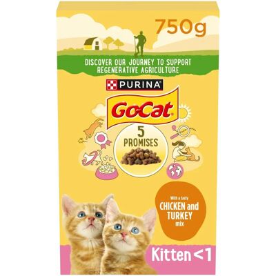 GO-CAT Kitten Chicken, Turkey and Milk Dry Cat Food - 750g GO-CAT Kitten Chicken, Turkey and Milk Dry Cat Food - 750g