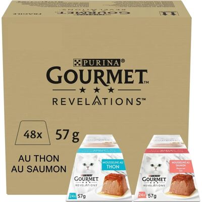 Gourmet Revelations Mousse Saumon Thon Chat 48x57g - Publicité Gourmet Revelations Mousse Saumon Thon Chat 48x57g - Publicité