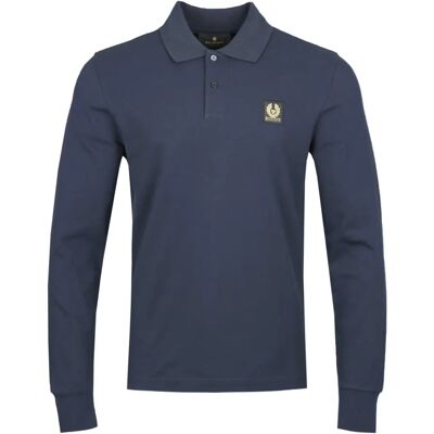 Belstaff Navy Long Sleeve Polo Shirt - Classic Style Belstaff Navy Long Sleeve Polo Shirt - Classic Style