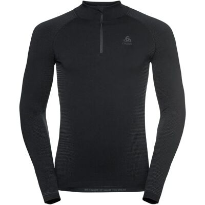 ODLO Zwarte Performance Warm Eco Thermo-ondergoed - Lange mouw met halve rits - Winter buiten ODLO Zwarte Performance Warm Eco Thermo-ondergoed - Lange mouw met halve rits - Winter buiten