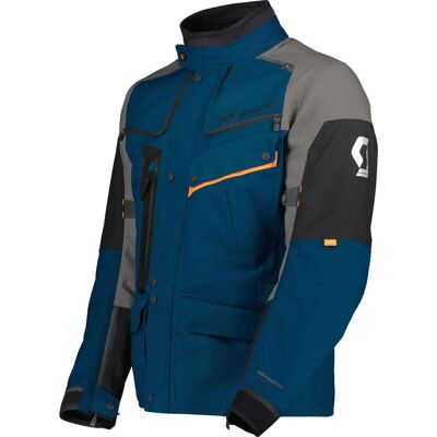 Veste textile moto Scott Voyager Dryo - Gris Bleu - Publicité Veste textile moto Scott Voyager Dryo - Gris Bleu - Publicité