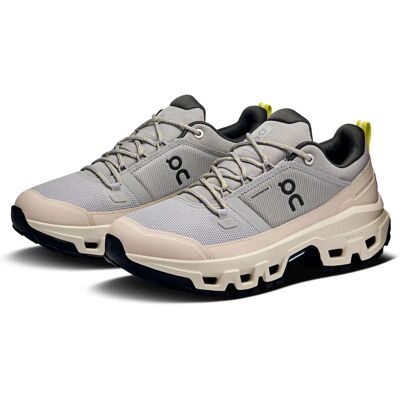 On Damen Cloudrock Low WP Waterproof Hiking Shoes - grau/beige-sand On Damen Cloudrock Low WP Waterproof Hiking Shoes - grau/beige-sand