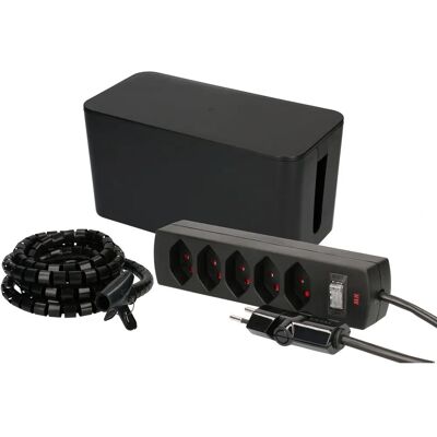 Max Hauri AG - Kabelbox - 5 Steckdosen - Schwarz - Kabelmanagement-Set Max Hauri AG - Kabelbox - 5 Steckdosen - Schwarz - Kabelmanagement-Set