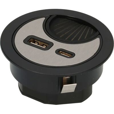 Max Hauri Steckdosenleiste mit USB-C und USB-A - Schwarz/Silber Max Hauri Steckdosenleiste mit USB-C und USB-A - Schwarz/Silber