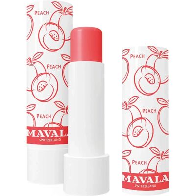 Baume à Lèvres Teinté Pêche SPF 15 de Mavala - Publicité Baume à Lèvres Teinté Pêche SPF 15 de Mavala - Publicité