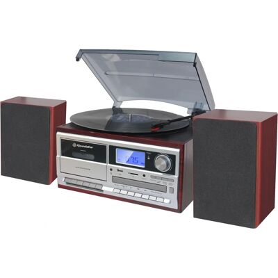 Sistema de audio doméstico Roadstar en cerezo - Vinilo vintage, Bluetooth, CD, radio Sistema de audio doméstico Roadstar en cerezo - Vinilo vintage, Bluetooth, CD, radio