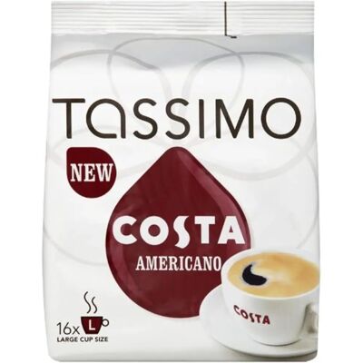 Tassimo Costa Americano Coffee Capsules - 144g Pack of 80 Tassimo Costa Americano Coffee Capsules - 144g Pack of 80