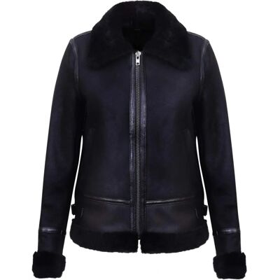 Infinity Leather Womens Black B3 Sheepskin Jacket - Women’s Black Sheepskin Pilot Leather Biker Jacket Infinity Leather Womens Black B3 Sheepskin Jacket - Women’s Black Sheepskin Pilot Leather Biker Jacket