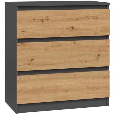 HUCOCO ASTER T3 - Commode - Gris & Chêne - Style scandinave - Publicité HUCOCO ASTER T3 - Commode - Gris & Chêne - Style scandinave - Publicité