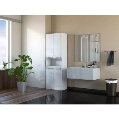 HUCoco - Modèle 174x60x30cm - Colonne de salle de bain moderne - Blanc - Publicité HUCoco - Modèle 174x60x30cm - Colonne de salle de bain moderne - Blanc - Publicité