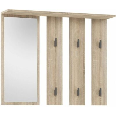 Hucoco Parmi Wandgarderobe mit Spiegel - 100x15x81,5 cm - 6 Haken - Flur-Möbel Hucoco Parmi Wandgarderobe mit Spiegel - 100x15x81,5 cm - 6 Haken - Flur-Möbel