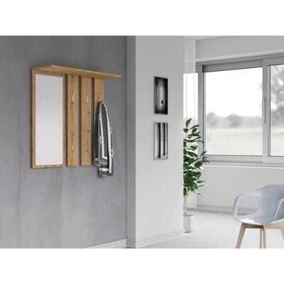 Perchero de pared HucoCo Reggy con espejo grande - 6 ganchos, estante Perchero de pared HucoCo Reggy con espejo grande - 6 ganchos, estante